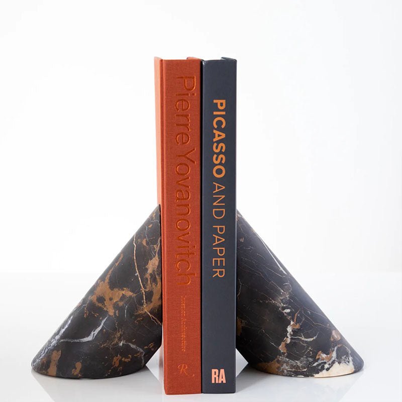 Sculptural Marble Bookends in Natural Stone for Modern Interiors