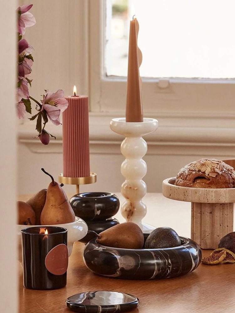 Sculpted Jade Candle Holder – Natural Stone Tabletop Decor