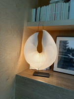 Sculptural Pleated Paper Table Lamp with Hand-Painted Accent