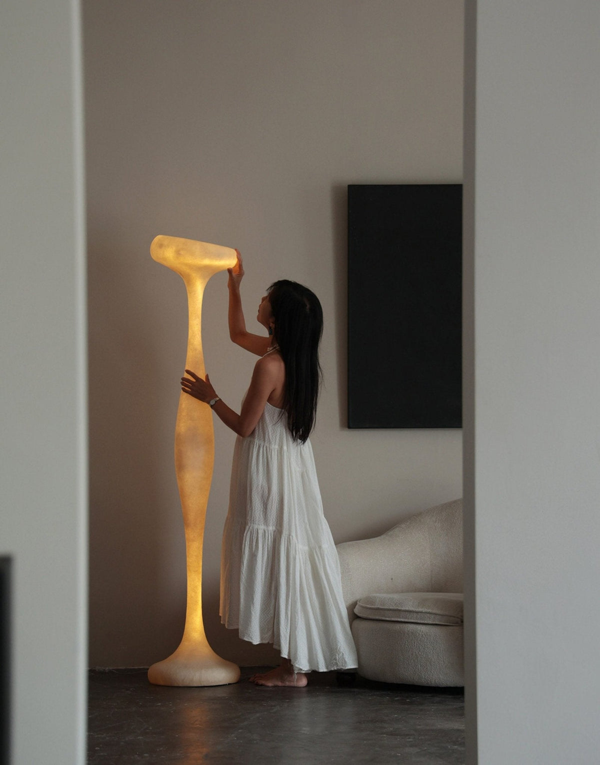Sculptural Resin Floor Lamp with Integrated LED for Modern Interiors