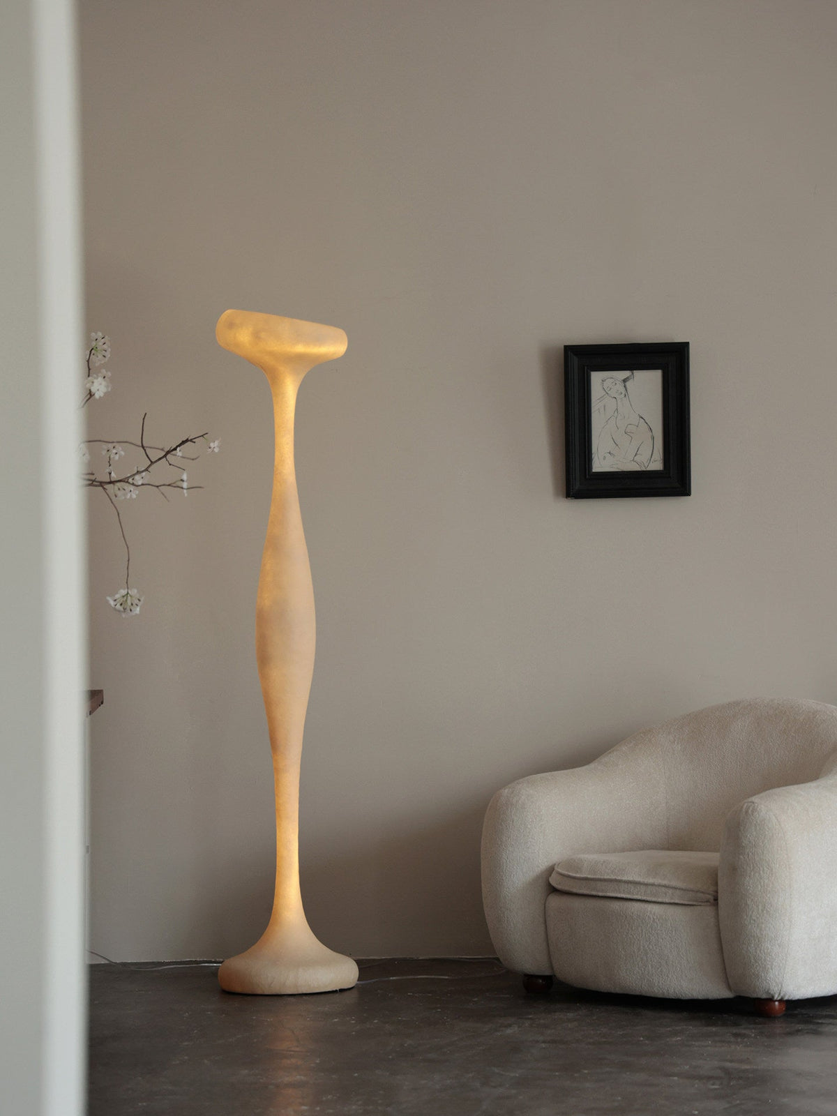 Sculptural Resin Floor Lamp with Integrated LED for Modern Interiors