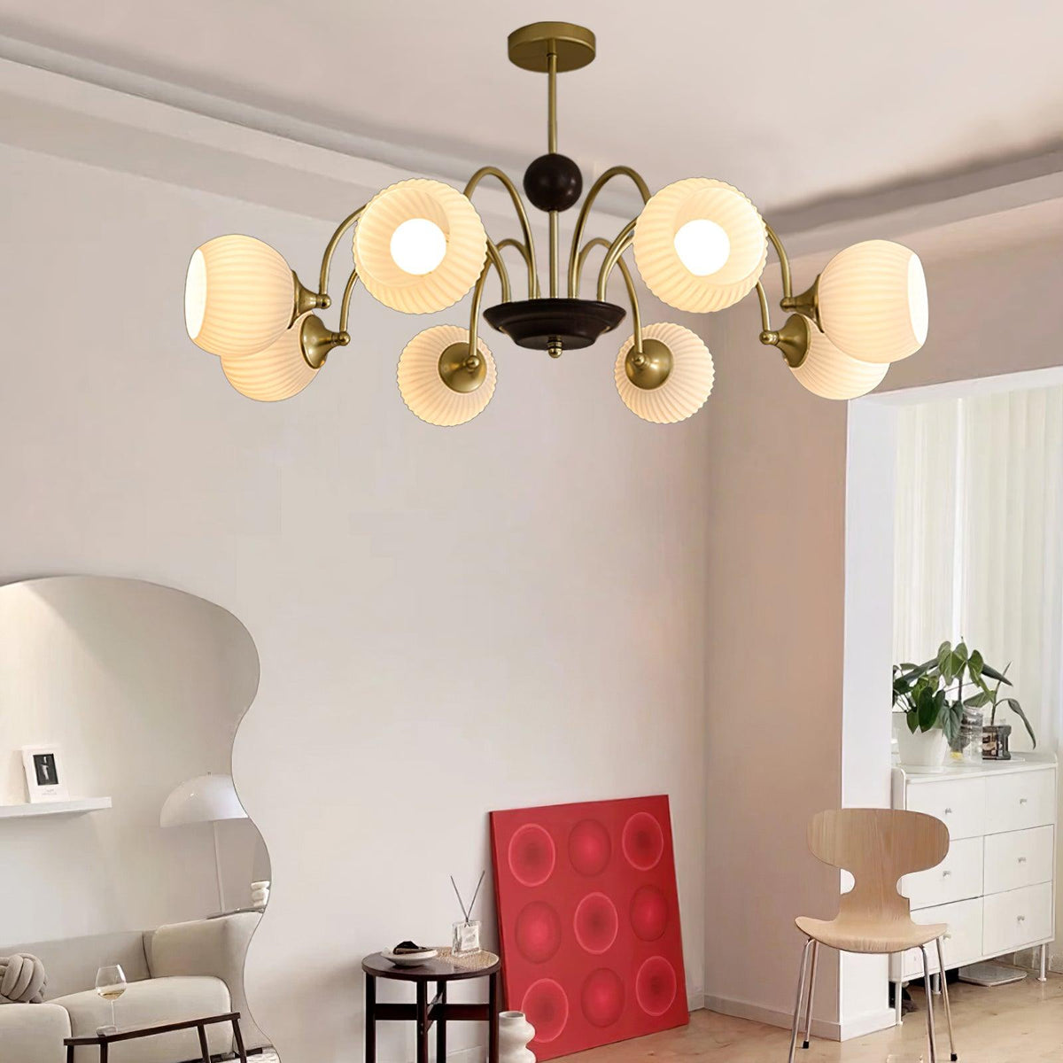 sculptural-glass-ribbed-chandelier