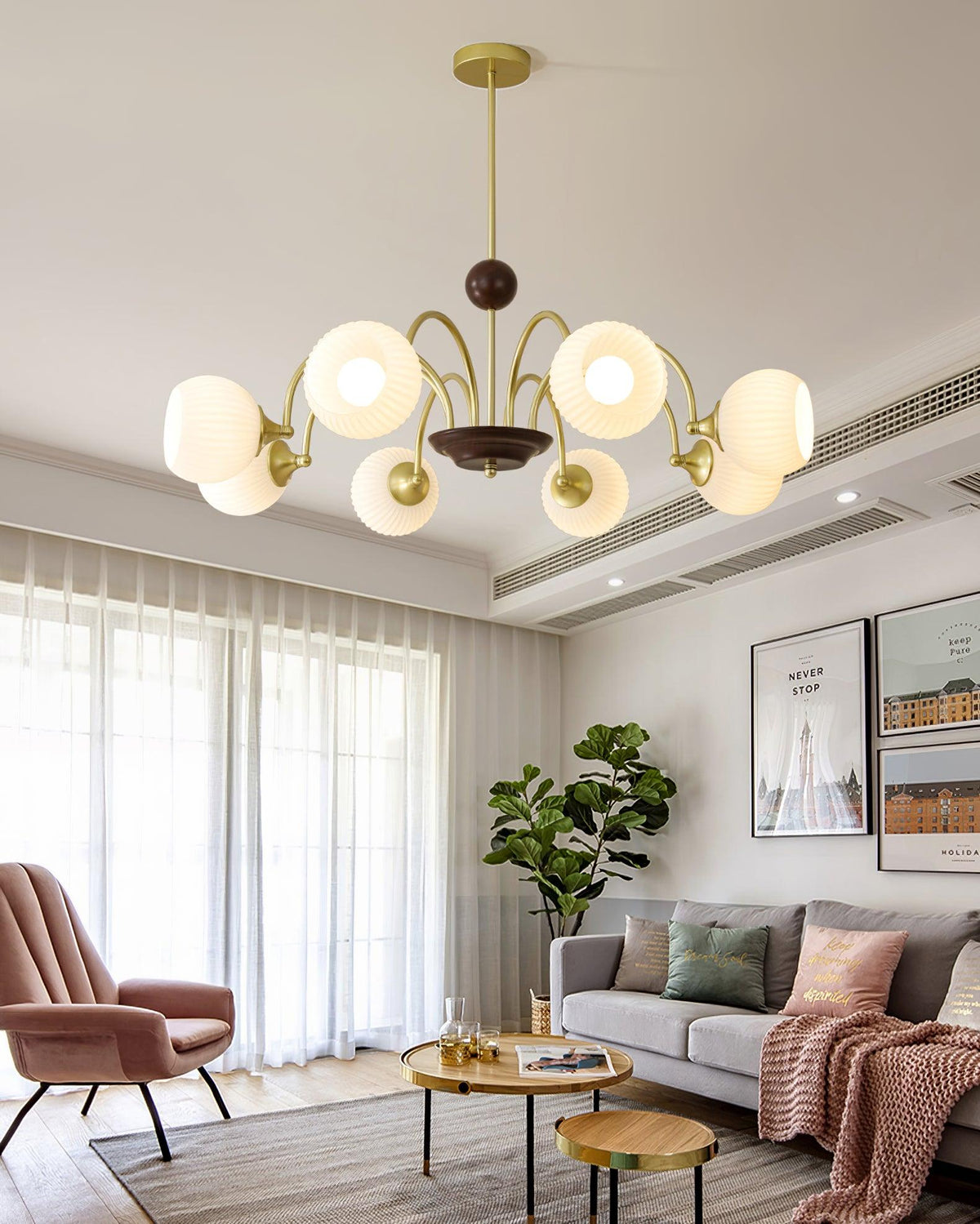 sculptural-glass-ribbed-chandelier