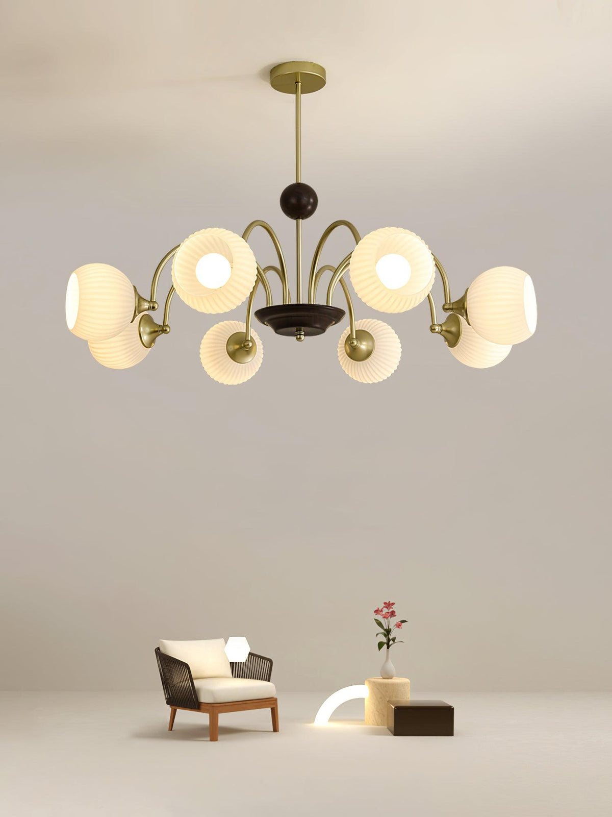 sculptural-glass-ribbed-chandelier