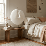 Sculptural Pleated Paper Table Lamp with Hand-Painted Accent