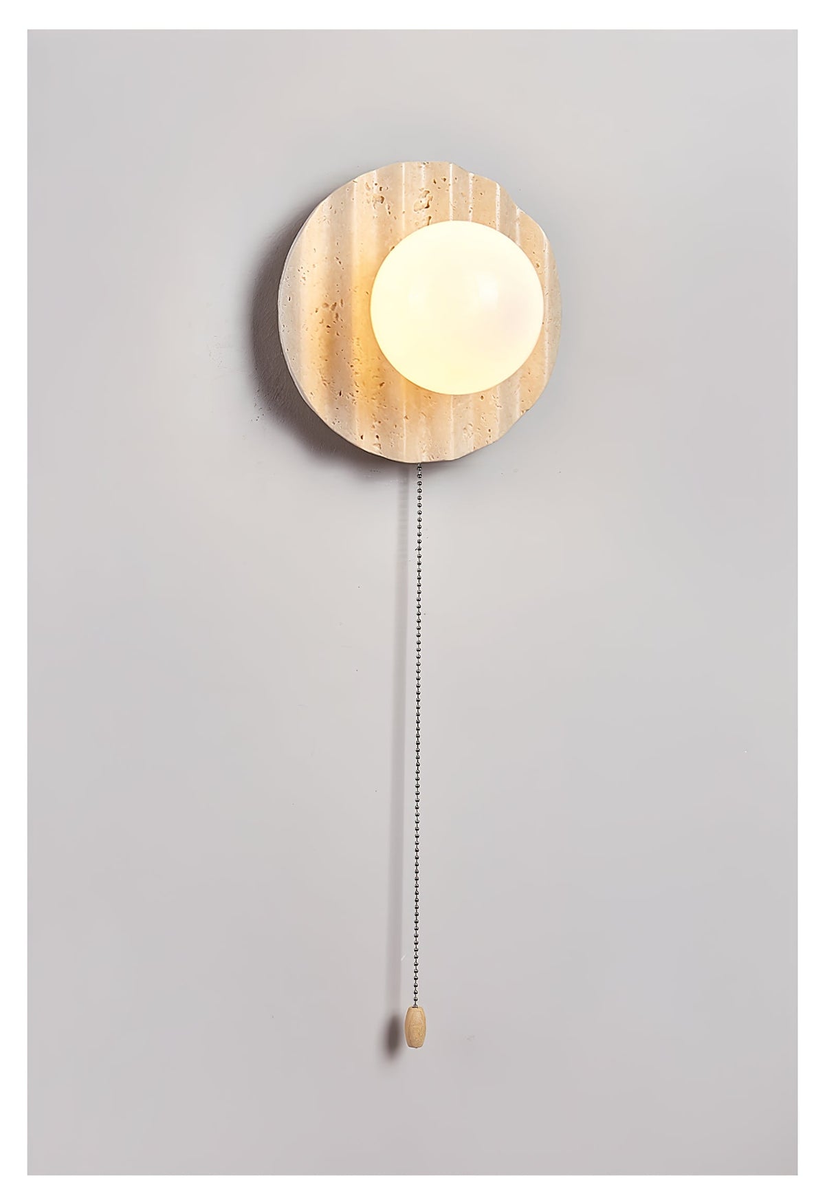 Selorar Travertine Wall Sconce — Natural Stone & Glass