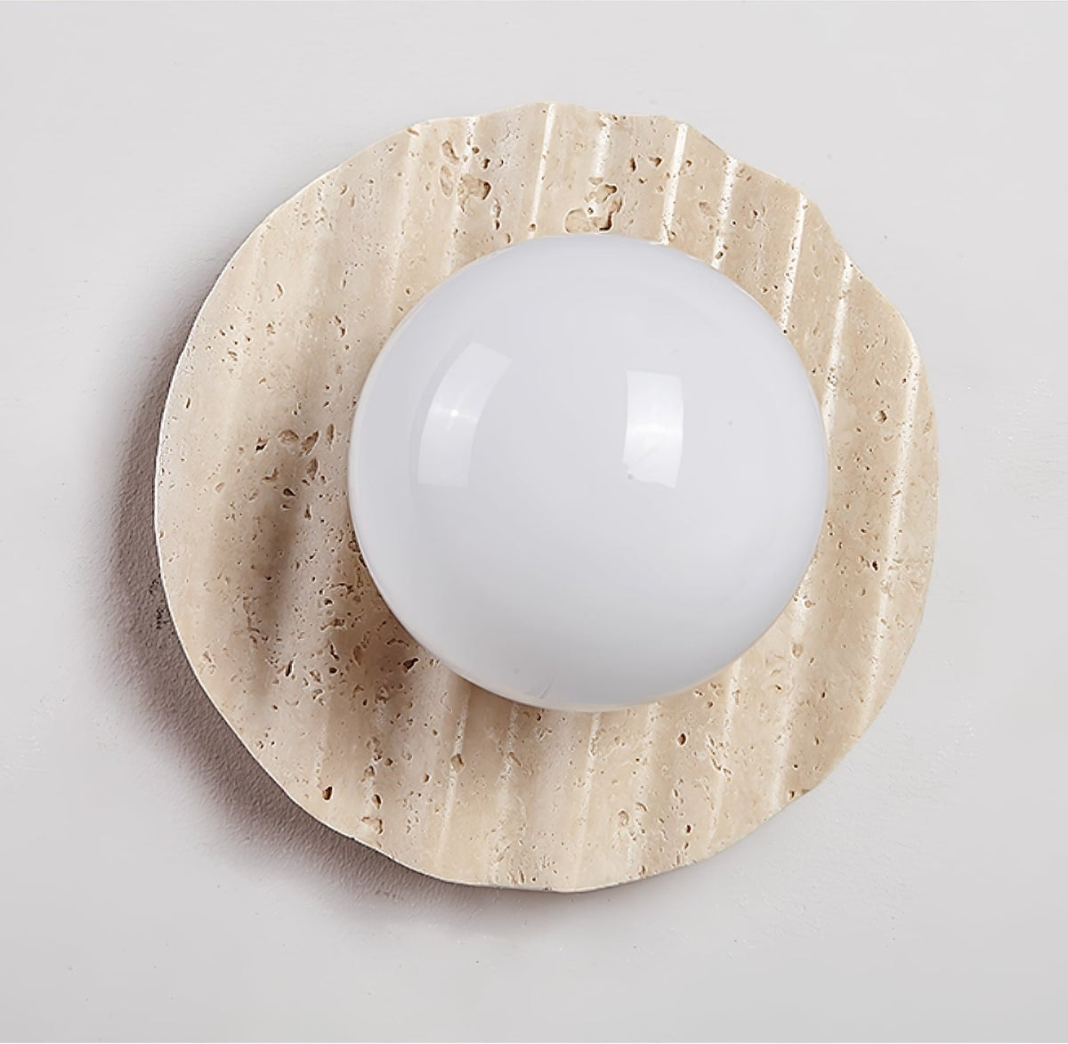 Selorar Travertine Wall Sconce — Natural Stone & Glass
