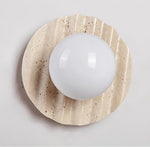 Selorar Travertine Wall Sconce — Natural Stone & Glass