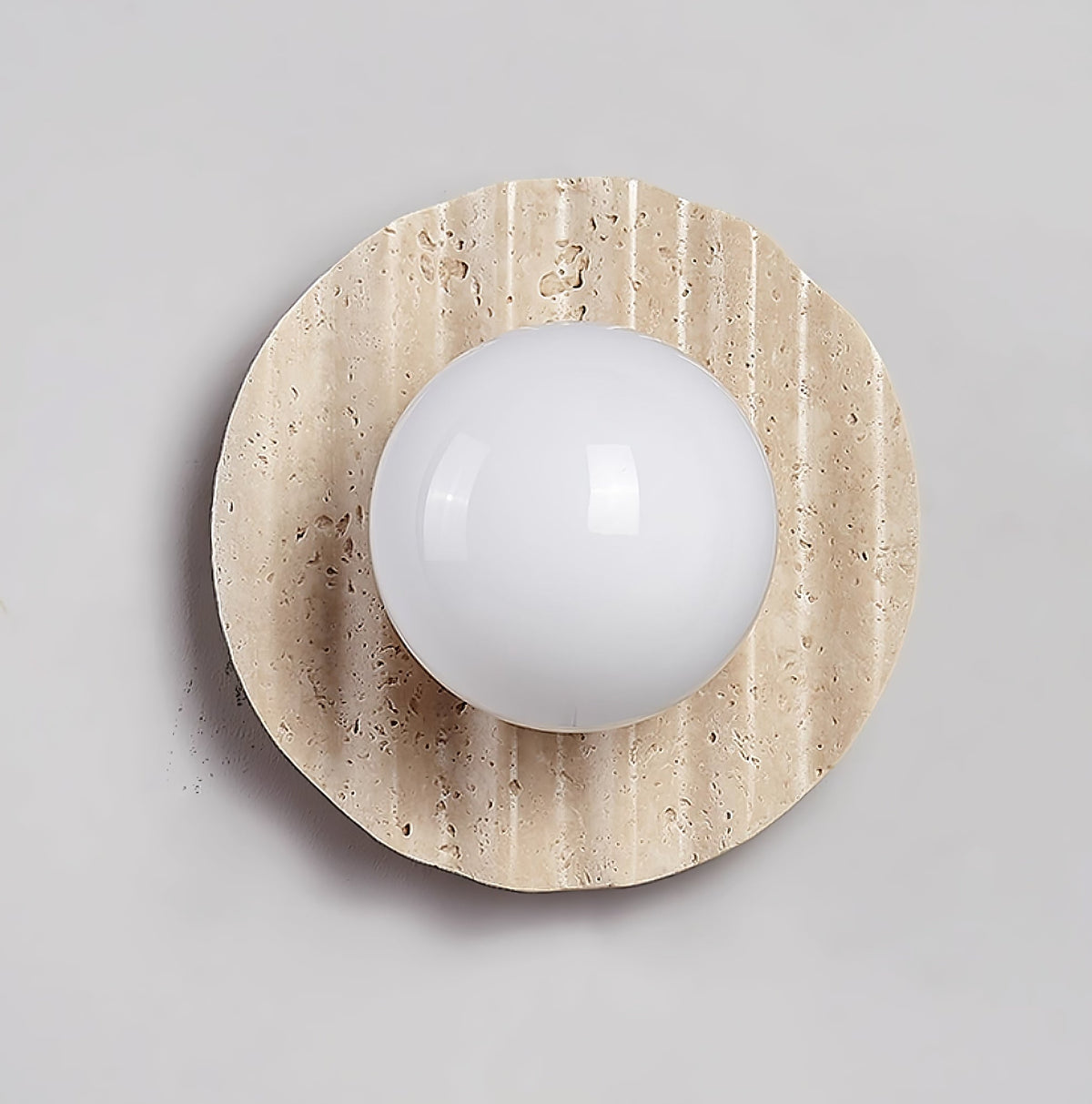 Selorar Travertine Wall Sconce — Natural Stone & Glass