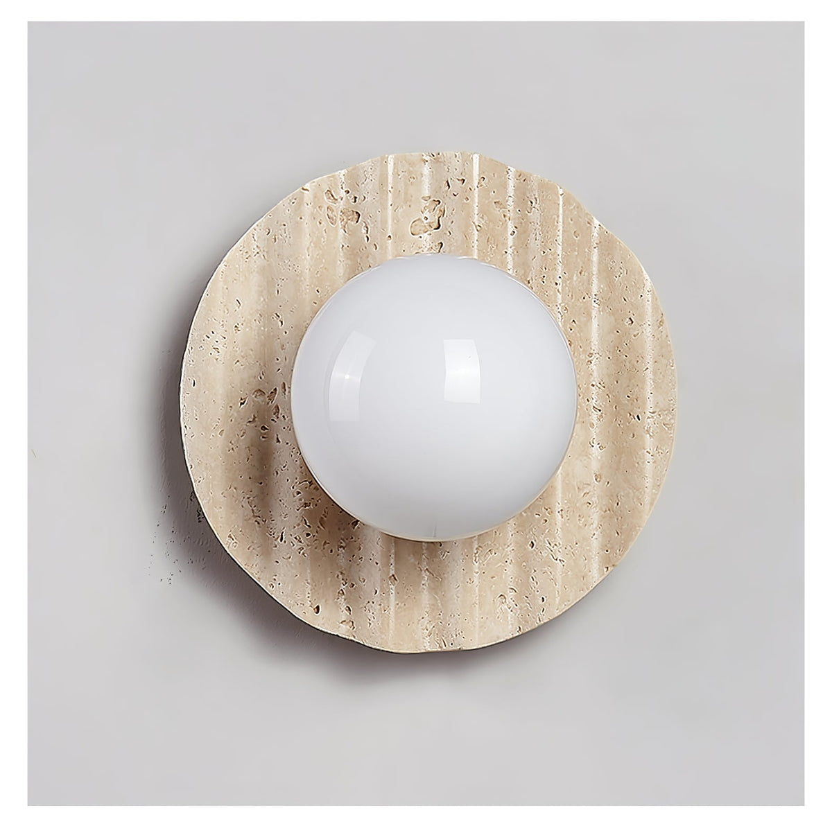 Selorar Travertine Wall Sconce — Natural Stone & Glass
