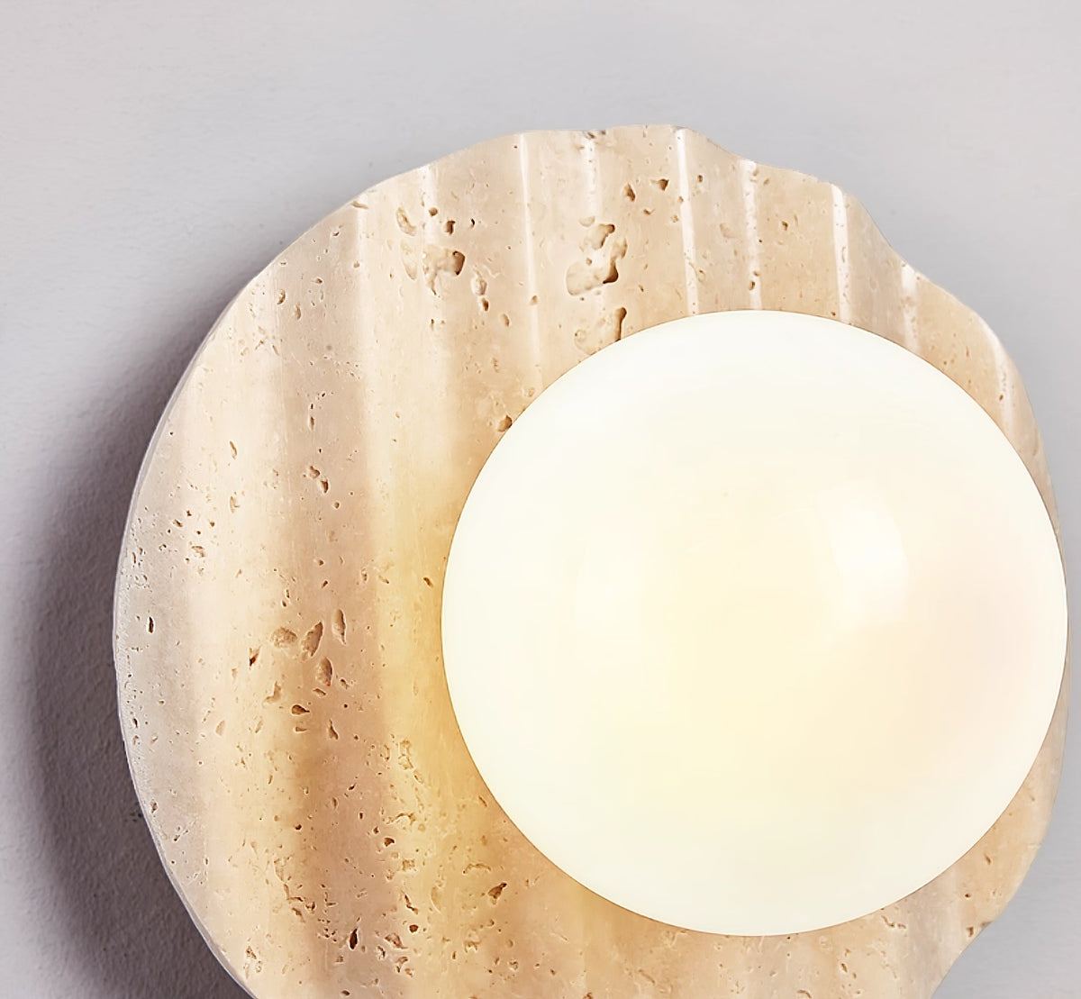 Selorar Travertine Wall Sconce — Natural Stone & Glass