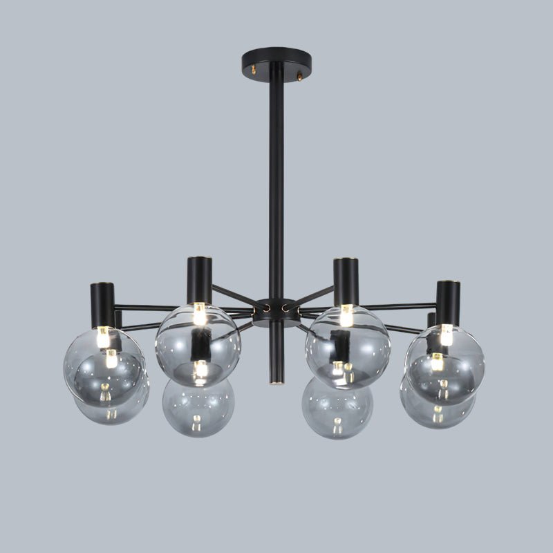 Selva Black Chandelier – Modern Smoke Glass Globe Pendant Light