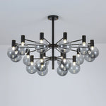 Selva Black Chandelier – Modern Smoke Glass Globe Pendant Light