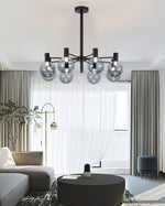 Selva Black Chandelier – Modern Smoke Glass Globe Pendant Light