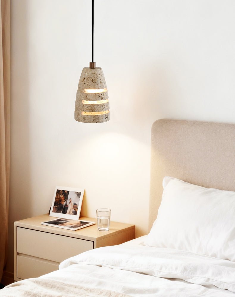 Selvarin Travertine Pendant Light – Sculptural Stone Hanging Lamp for Dining and Living Spaces