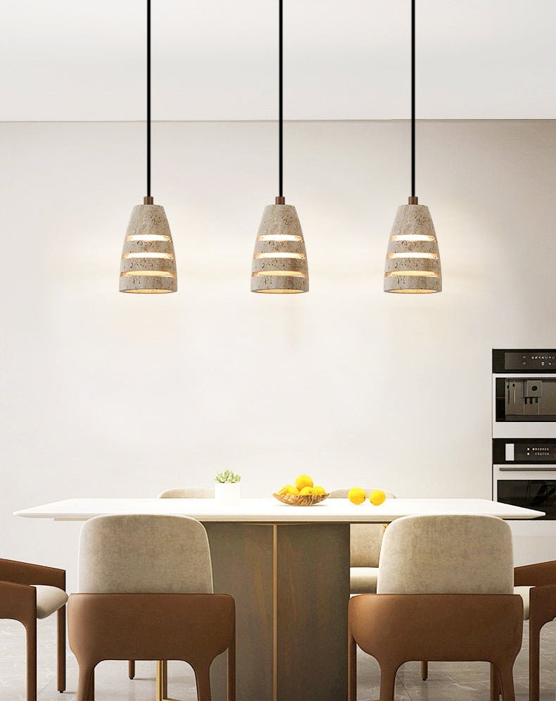 Selvarin Travertine Pendant Light – Sculptural Stone Hanging Lamp for Dining and Living Spaces