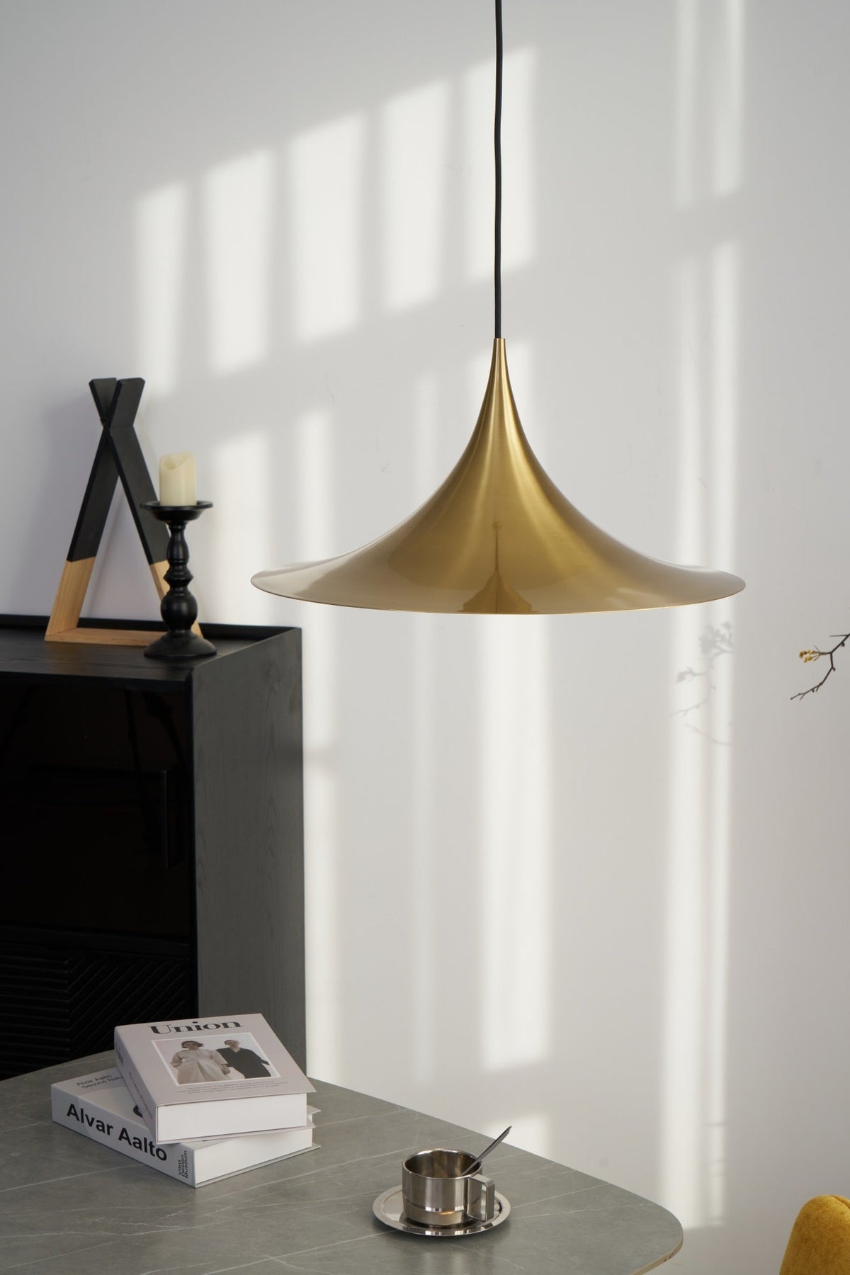 Semi Arch Pendant Light – Designer Aluminum Swag Lamp for Dining & Living Spaces