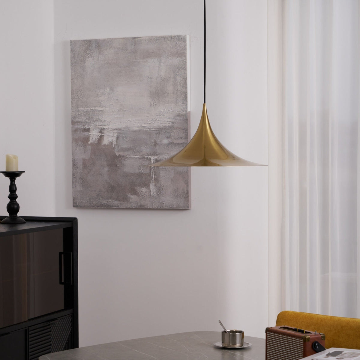 Semi Arch Pendant Light – Designer Aluminum Swag Lamp for Dining & Living Spaces