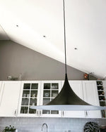 Semi Arch Pendant Light – Designer Aluminum Swag Lamp for Dining & Living Spaces