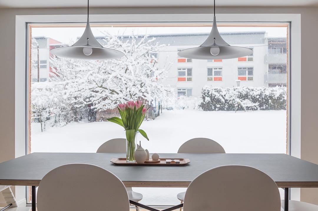 Semi Arch Pendant Light – Designer Aluminum Swag Lamp for Dining & Living Spaces