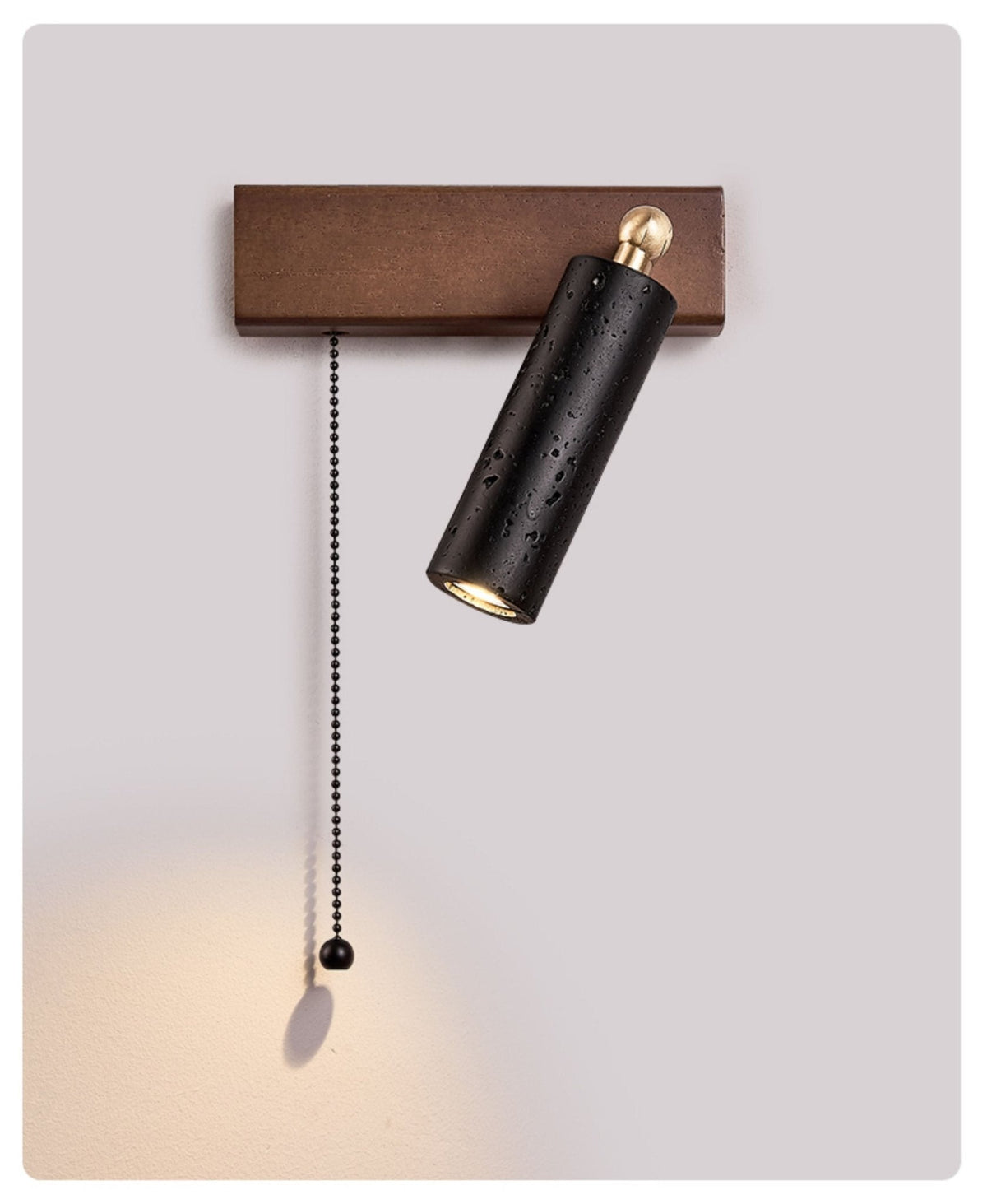 Sentinel Swivel Spot Sconce – Black Travertine & Walnut Wall Light