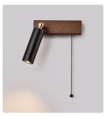 Sentinel Swivel Spot Sconce – Black Travertine & Walnut Wall Light
