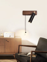 Sentinel Swivel Spot Sconce – Black Travertine & Walnut Wall Light