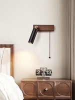 Sentinel Swivel Spot Sconce – Black Travertine & Walnut Wall Light
