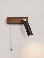 Sentinel Swivel Spot Sconce – Black Travertine & Walnut Wall Light