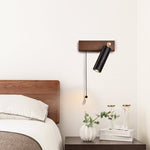 Sentinel Swivel Spot Sconce – Black Travertine & Walnut Wall Light