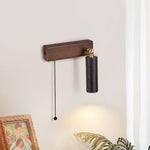 Sentinel Swivel Spot Sconce – Black Travertine & Walnut Wall Light