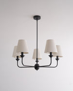 Seraphine Grace Chandelier – Modern Brass & Fabric Statement Light for Dining and Living Rooms