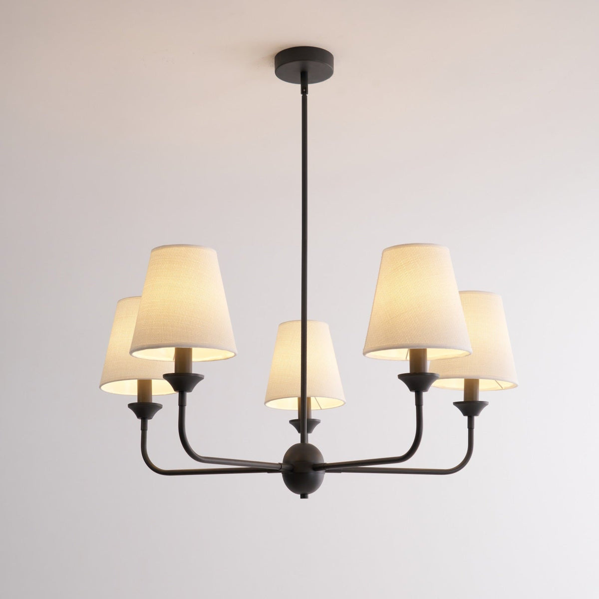 Seraphine Grace Chandelier – Modern Brass & Fabric Statement Light for Dining and Living Rooms