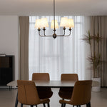 Seraphine Grace Chandelier – Modern Brass & Fabric Statement Light for Dining and Living Rooms