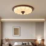 Seraphyne Flush Mount Ceiling Light in Walnut and Fabric