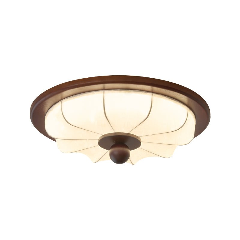 Seraphyne Flush Mount Ceiling Light in Walnut and Fabric