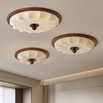 Seraphyne Flush Mount Ceiling Light in Walnut and Fabric