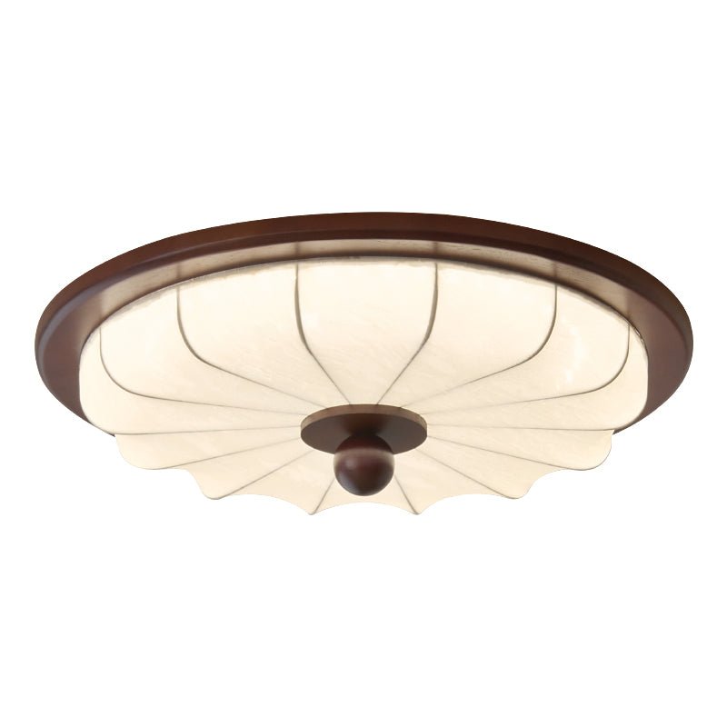 Seraphyne Flush Mount Ceiling Light in Walnut and Fabric