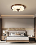 Seraphyne Flush Mount Ceiling Light in Walnut and Fabric