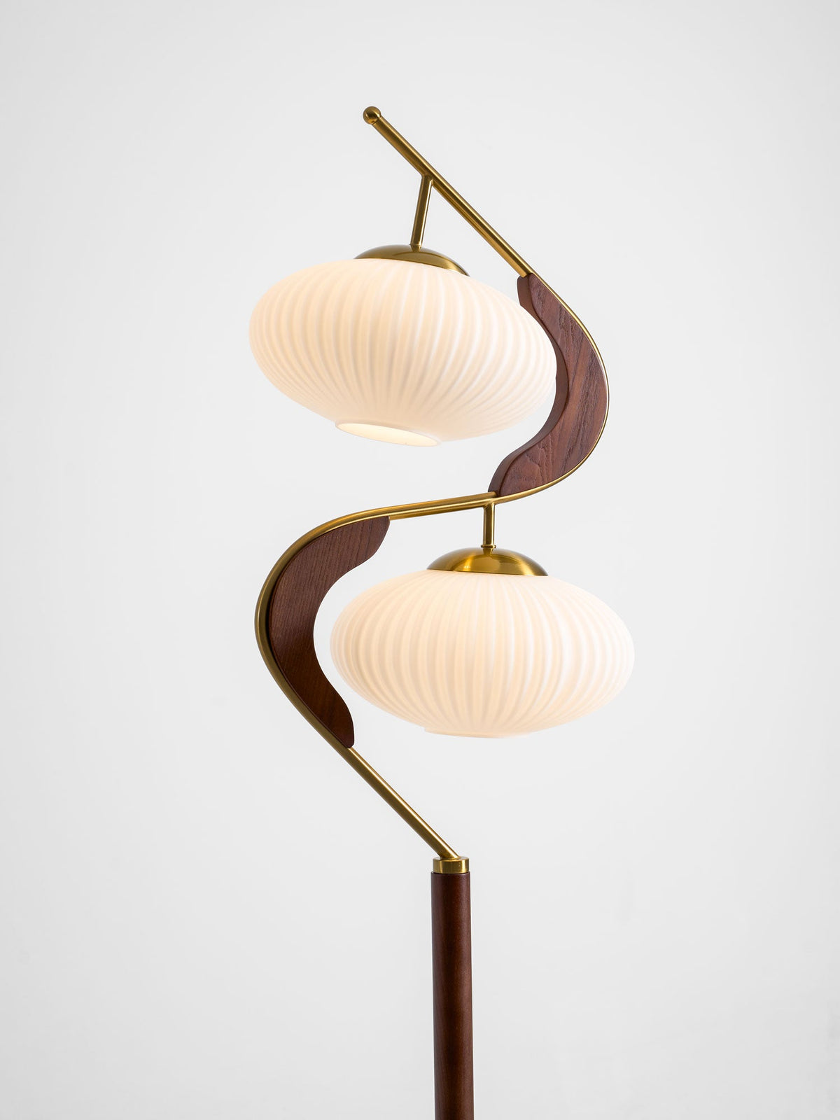 Serenita Double Shade Floor Lamp in Walnut and Gold