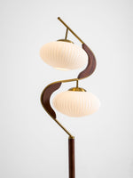 Serenita Double Shade Floor Lamp in Walnut and Gold
