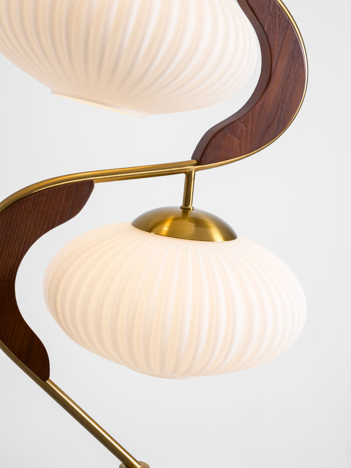 Serenita Double Shade Floor Lamp in Walnut and Gold
