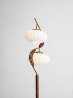 Serenita Double Shade Floor Lamp in Walnut and Gold