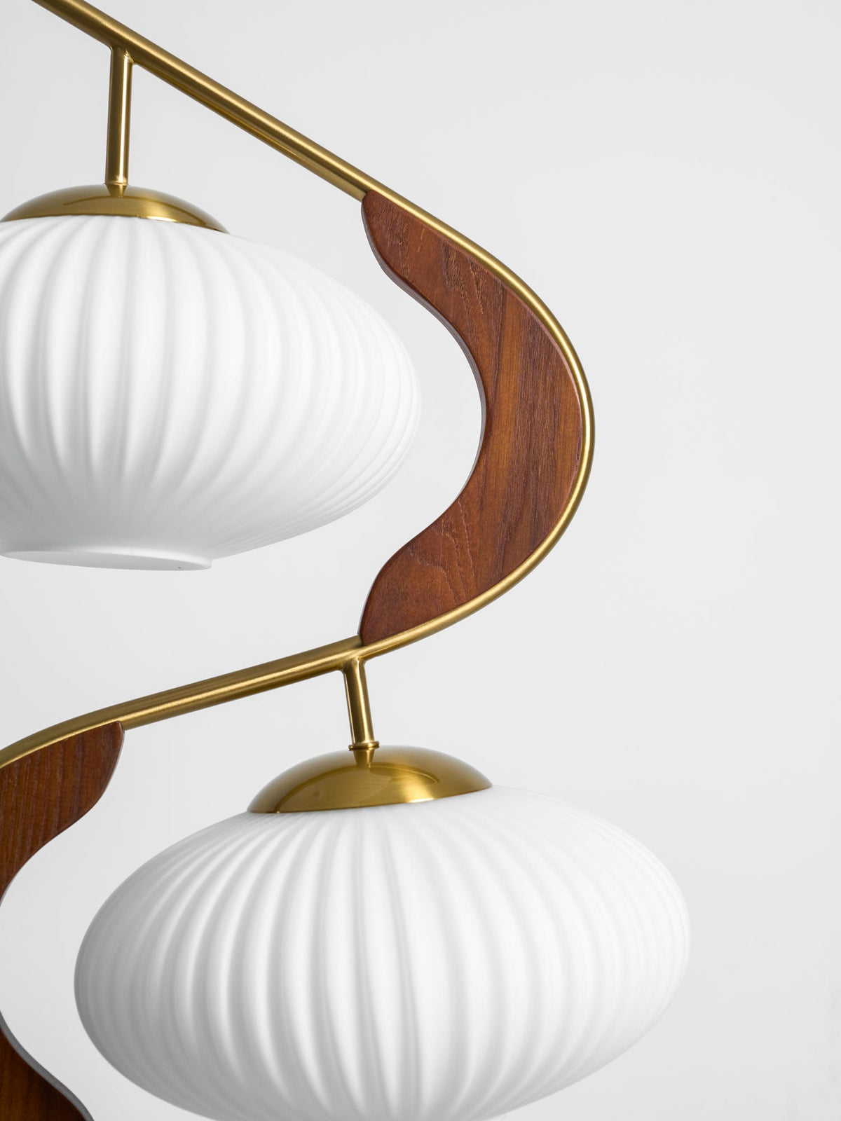 Serenita Double Shade Floor Lamp in Walnut and Gold