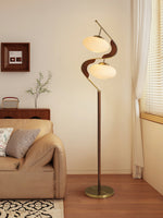 Serenita Double Shade Floor Lamp in Walnut and Gold