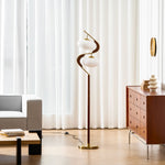 Serenita Double Shade Floor Lamp in Walnut and Gold