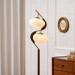 Serenita Double Shade Floor Lamp in Walnut and Gold