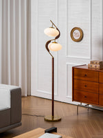 Serenita Double Shade Floor Lamp in Walnut and Gold