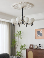 Serenus Sphere Chandelier — Modern Glass, Wood & Iron Pendant Light