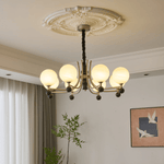 Serenus Sphere Chandelier — Modern Glass, Wood & Iron Pendant Light
